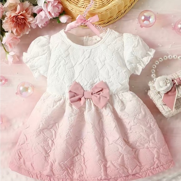 baby romane dress pink white main image 0